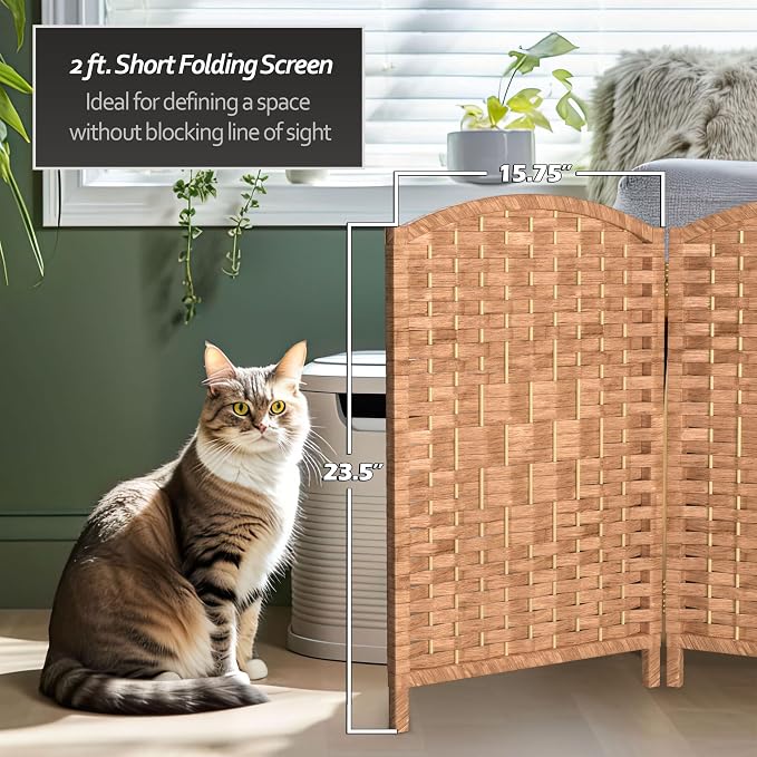 Red Lantern 2 ft. Short Diamond Weave Fiber Folding Screen - Image 5
