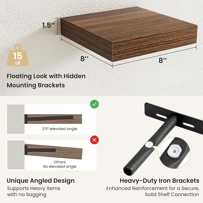 Fun Memories Rustic Wood Floating Shelves - Image 3