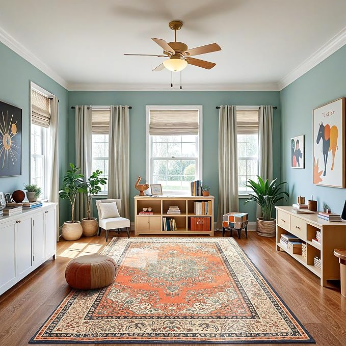 Area Rug for Living Room, 6x9Ft Non-Slip Vintage Area Rug, Machine Washable - Image 4