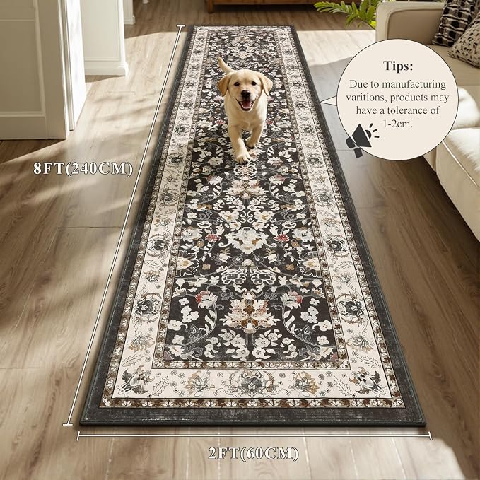 LOKHOM Washable Runner Rug, 2x8 Non Slip Vintage Hallway Runner Rug - Image 2