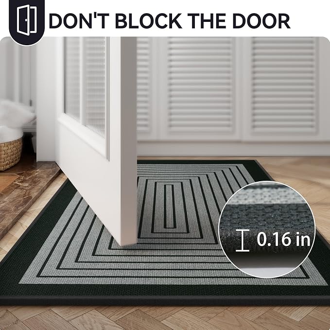 Front Door Mat 31''x47'', Absorbent Dirt Resist Washable Non Slip Low-Profile - Image 6