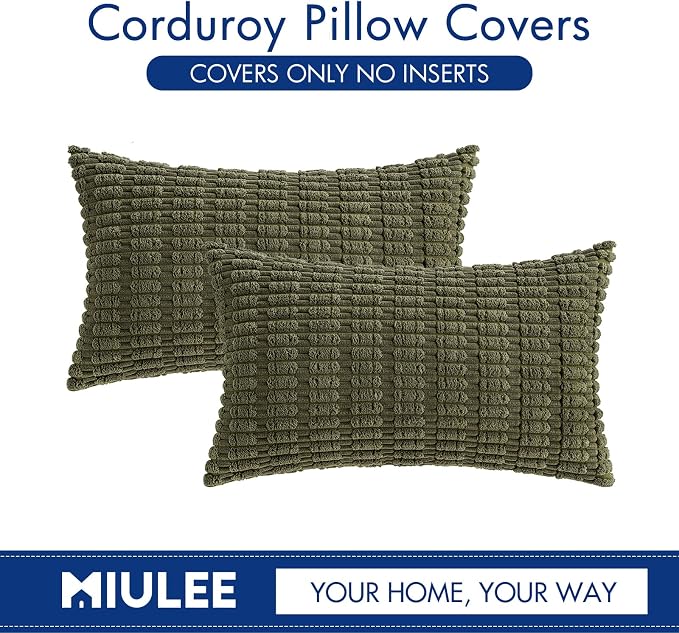MIULEE Pack of 2 Spring Corduroy Decorative Lumbar Throw Pillow Covers 20x12 - Image 9