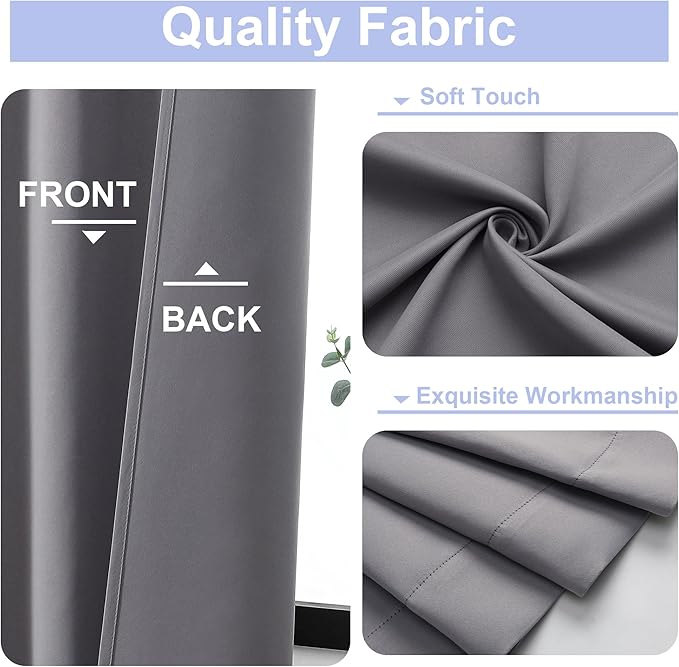 Simplebrand Ava Light Grey Short 36 Inches Blackout Curtain 2 Panels Set - Image 2