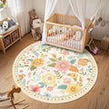 RELEANY Floral Nursery 6ft Area Rugs Washable Print Boho Cute Carpet Non Slip by RELEANY