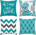 Hexagram Geometric Teal Pillow Covers 20x20 Set of 4, Decorative Outdoor Boho by Hexagram