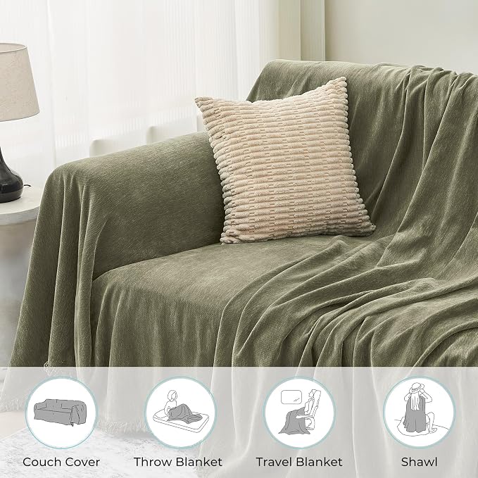 CAPALOCA Sectional Couch Covers, 2 Pieces Chenille Sofa Cover L Shaped Couch - Image 5