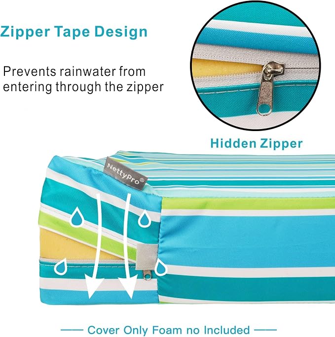 NettyPro Outdoor Cushion Slipcovers Waterproof 22 x 20 inch Patio Furniture - Image 3