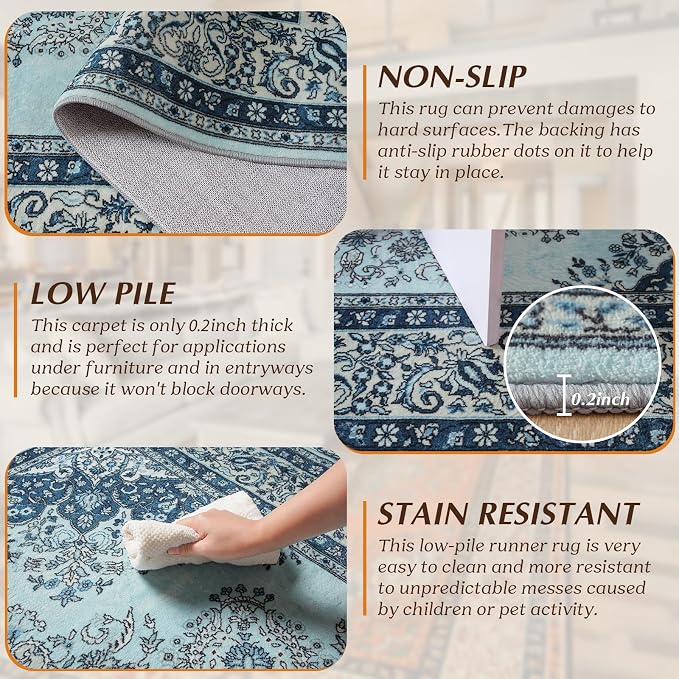 Area Rug for Living Room, 8x10Ft Non-Slip Vintage Area Rug, Machine Washable - Image 6