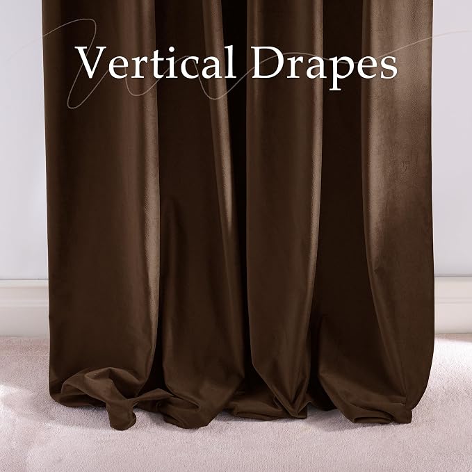 NICETOWN Brown Blackout Velvet Curtains 120 Inch Length - Image 6