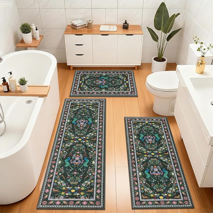 HEBE Washable Kitchen Rugs Sets of 3, Non Slip Absorbent Kitchen Rugs and Mats - Image 8