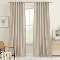 RYB HOME Linen Sheer Curtains 90 inches Long 2 Panels Set, Natural Lightweight by RYBHOME