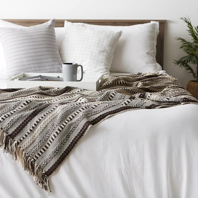 DII Braided Striped Decorative Throw Blanket, Dark Brown - Image 5