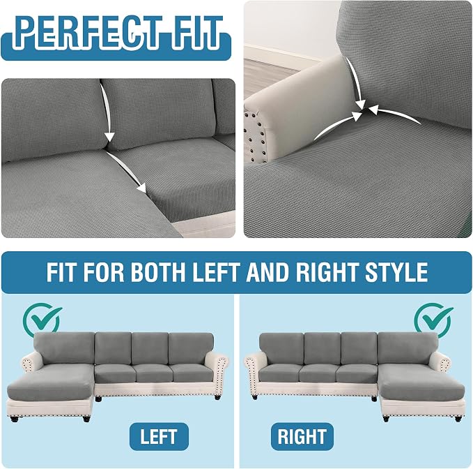 H.VERSAILTEX 2025 New Sectional Couch Covers 8 Pieces Stretch Sofa Covers - Image 5