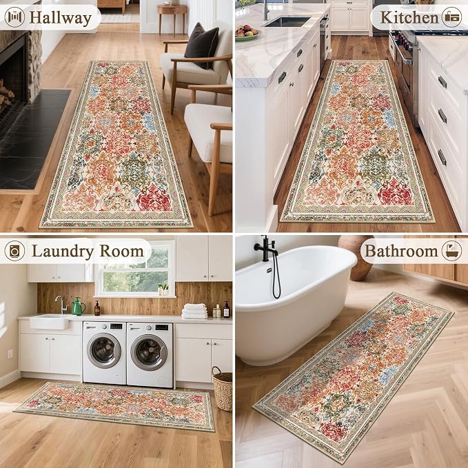 Vaukki Hallway Runner Rug, Vintage Shaggy Soft Laundry Rug Runner, Non Slip - Image 4