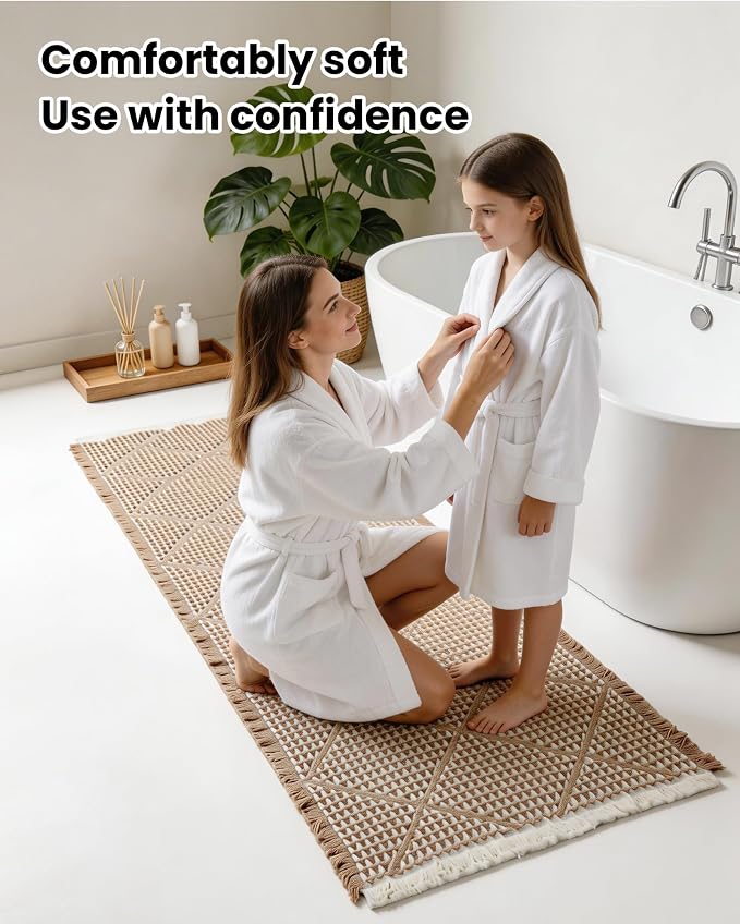 Large Bathroom Rugs 2' x 6', Long Runner Rug Waffle Bath Mat - Image 8