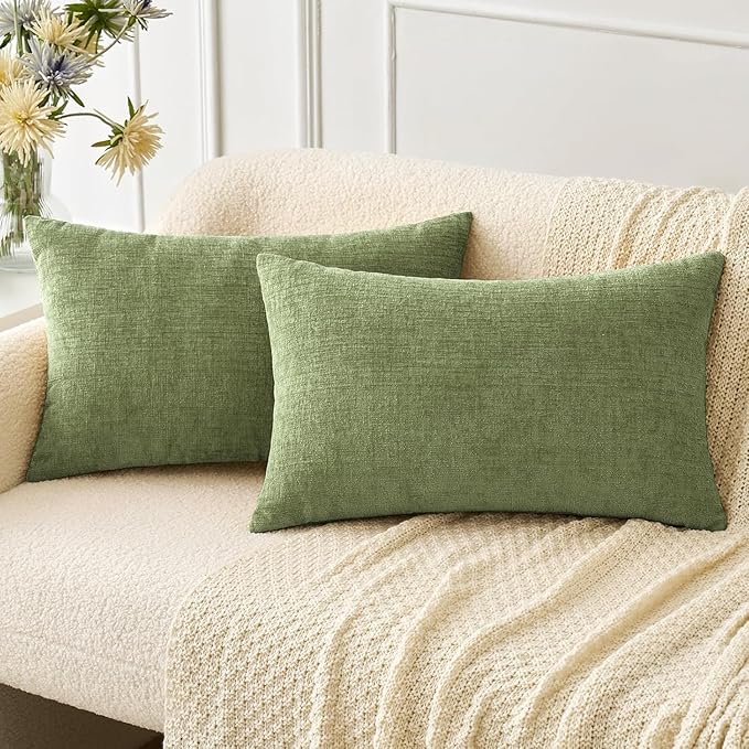 MIULEE Pack of 2 Couch Throw Pillow Covers 14x22 Inch Spring Soft Sage Green by MIULEE