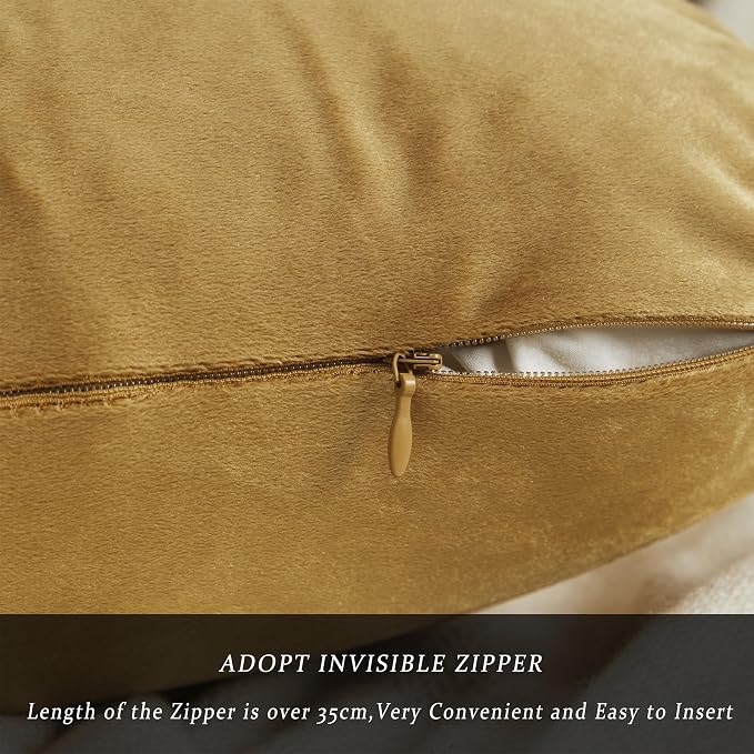 GIGIZAZA Golden Throw Pillow Covers 26x26 Decorative Velvet Cushion Covers Pack - Image 4