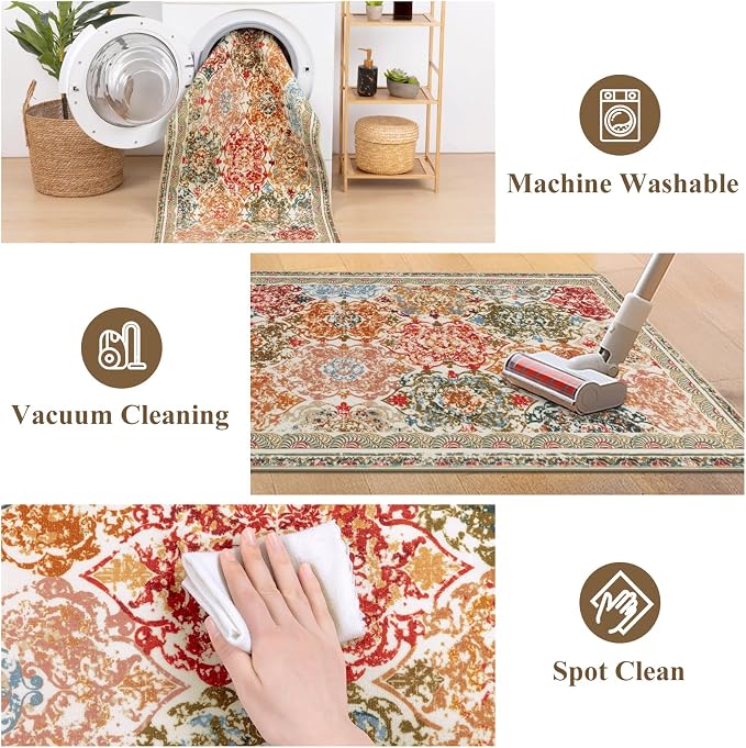 Vaukki Hallway Runner Rug, Vintage Shaggy Soft Laundry Rug Runner, Non Slip - Image 6