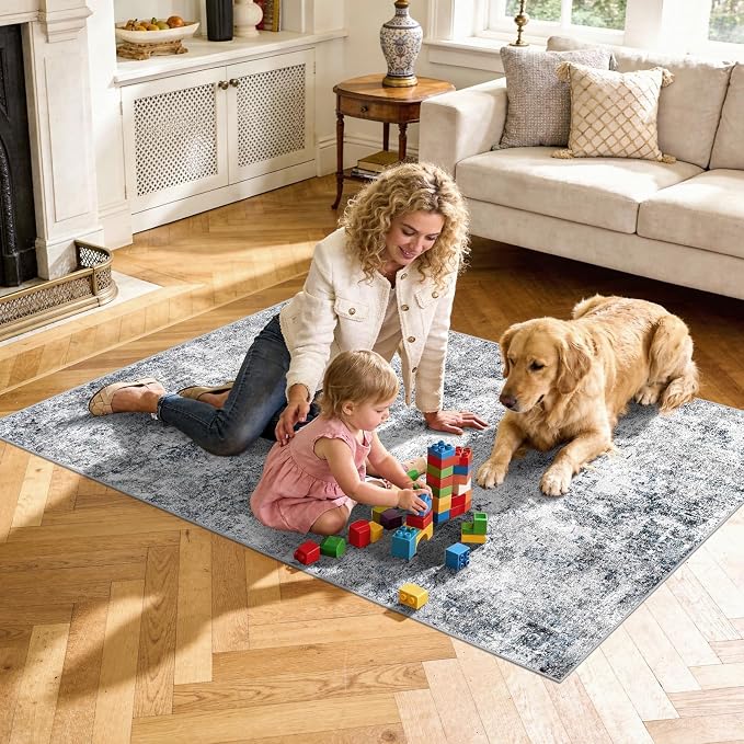 Abstract 3x5 Washable Rug-Modern Non Slip Area Rug Soft Carpet Foldable - Image 3