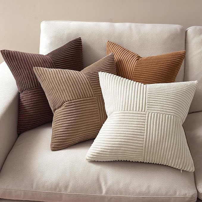 MIULEE Brown Throw Pillow Covers 16x16 Inch Set of 4 Boho Farmhouse Cushion - Image 3