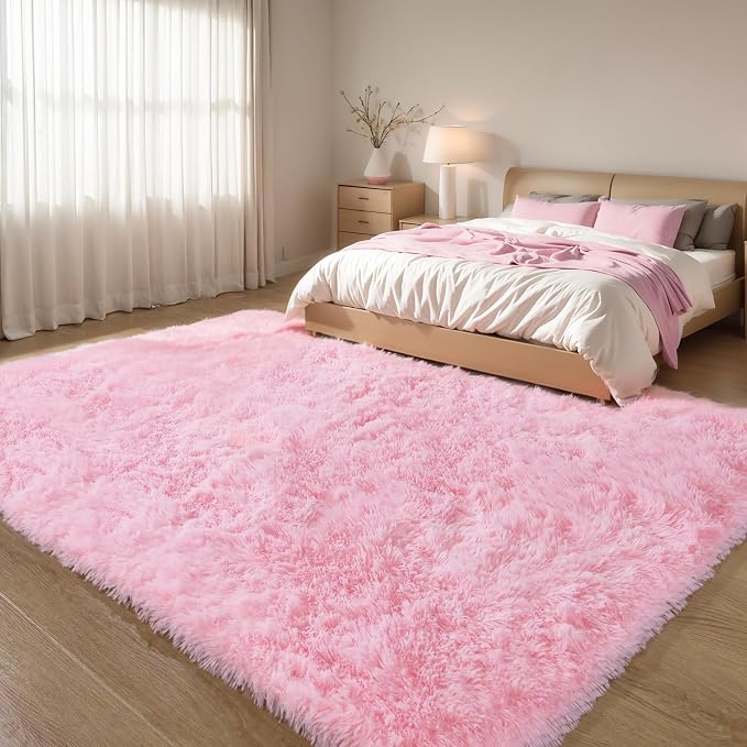 Pink Fluffy 9x12 Large Area Rugs - Image 7