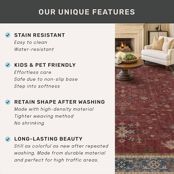 Hazo Haus Burgundy 2x4 Washable Entry Rug - Image 7
