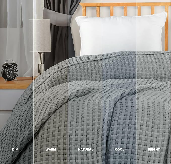 Utopia Bedding Cool Grey 100% Cotton Waffle Blanket 300 GSM Soft Lightweight - Image 5