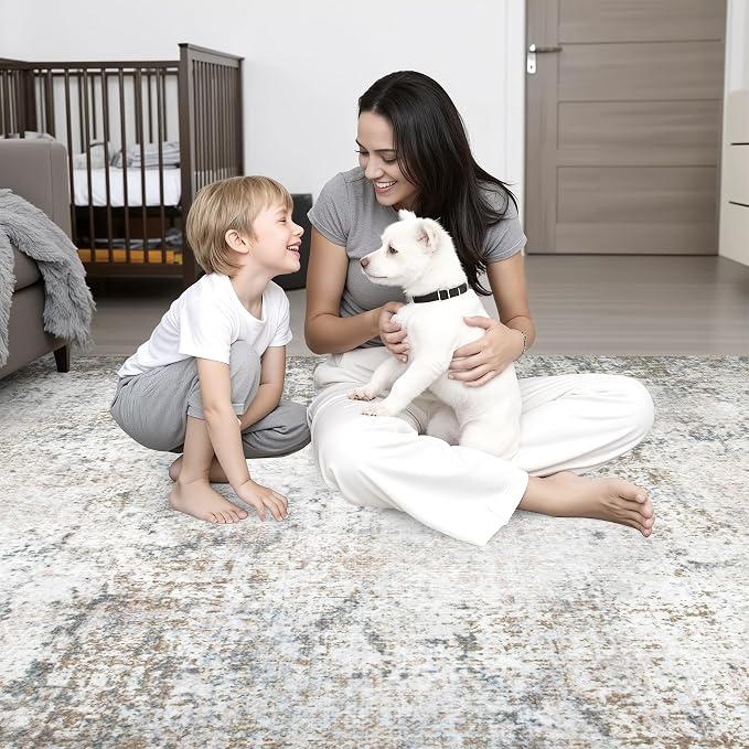 4x6 Area Rug Living Room Rug: Washable Modern Abstract Soft Thin Rug Indoor - Image 7