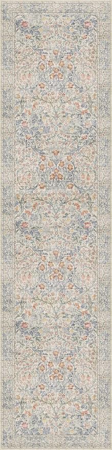 Hazo Haus Washable Beige Blue 2x10 Runner Rug - Image 2