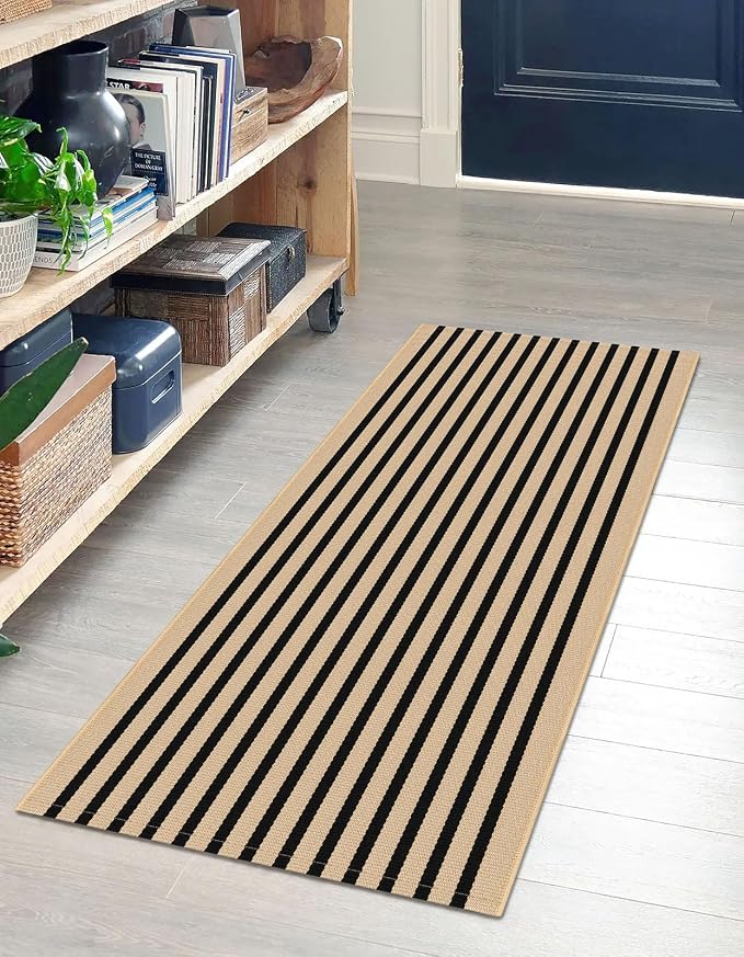 IOHOUZE Striped Area Rug 2'x4.3' Front Door Rugs Small Washable Area Rug - Image 2
