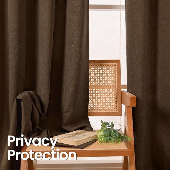 BGment Brown Linen Curtains 95 Inches Long - Image 3