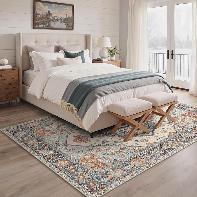 GENIMO 5x7 Area Rugs for Living Room, Machine Washable Non Slip Rugs, Low Pile - Image 2