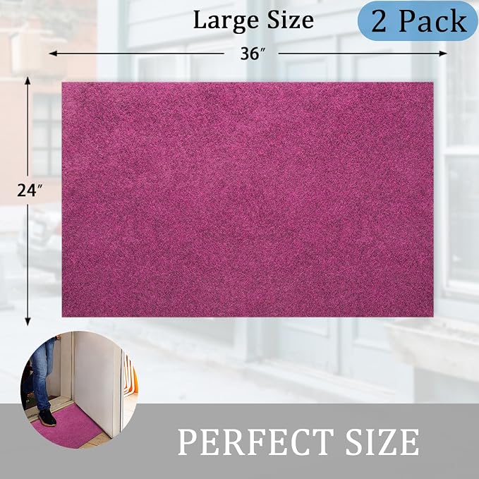 AAZZKANG Set of 2 Purple Doormat Large 36"x24" Outside Inside Utility Floor Mat - Image 3