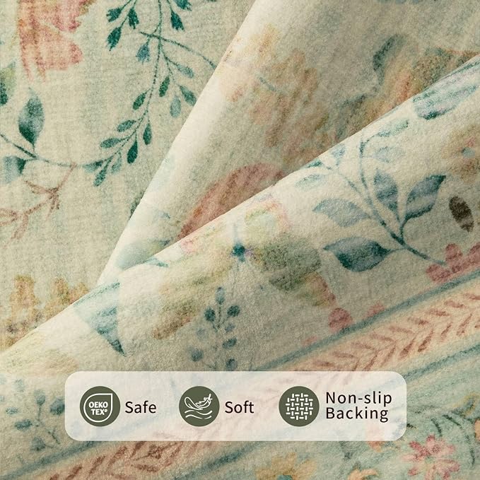 Rugxara 2x5 Floral Runner Rug, Washable Runners - Image 4
