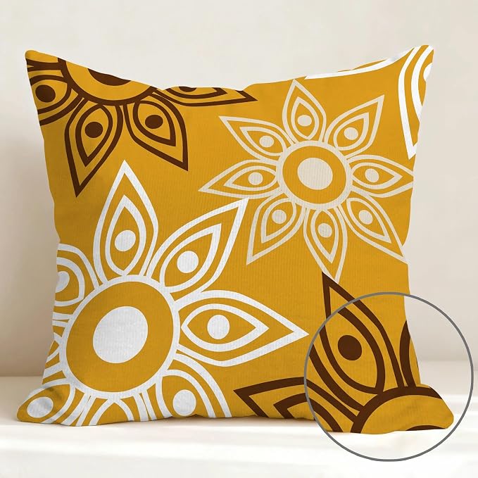 Hexagram Geometric Yellow Pillow Covers 18x18 Set of 4, Decorative Outdoor - Image 6