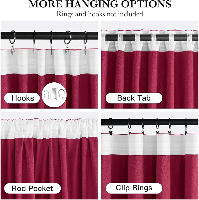 NICETOWN Red Room Darkening Velvet Curtains 108 inch Long 2 Panels, Back Tab - Image 5