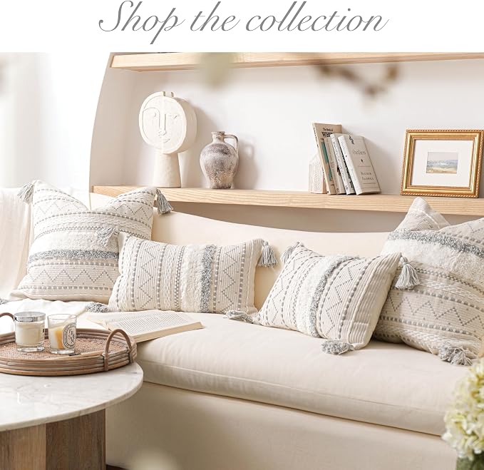 BlissBlush 18X18 Throw Pillow Cover, Cream Neutral Square Decorative Cushion - Image 9