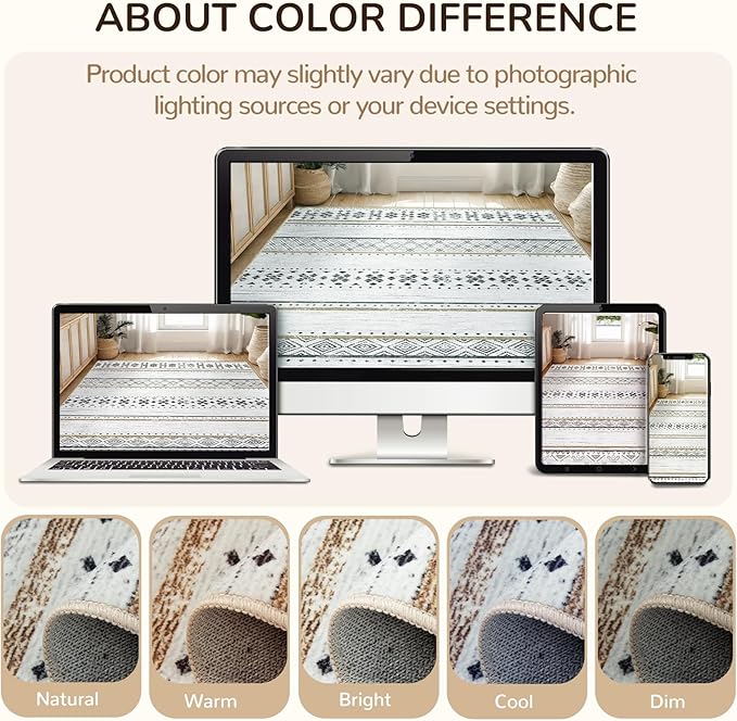 BESTSWEETIE 6x9 Area Rugs for Living Room Washable Moroccan Farmhouse Neutral - Image 6