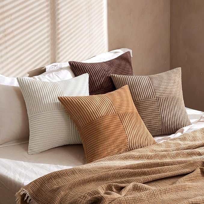 MIULEE Brown Throw Pillow Covers 16x16 Inch Set of 4 Boho Farmhouse Cushion - Image 4