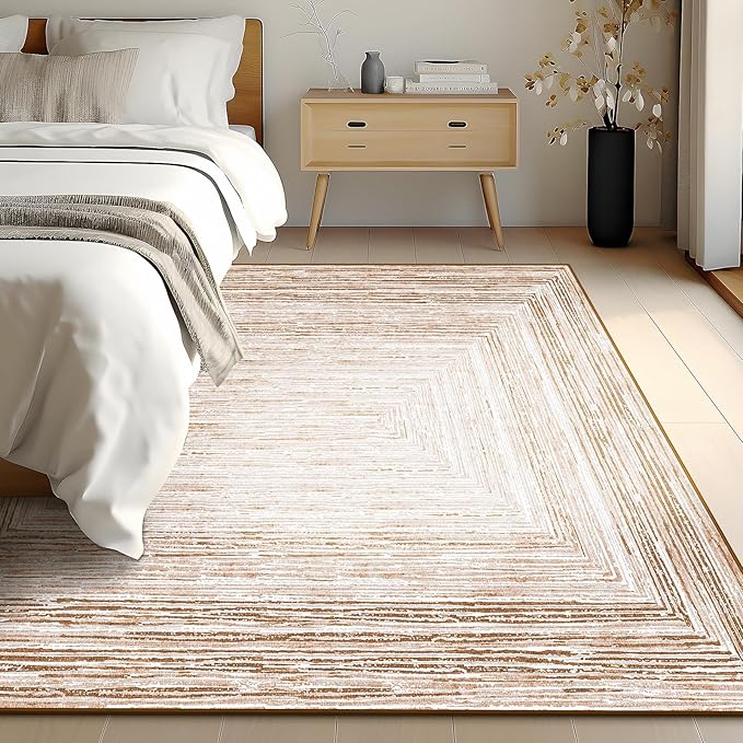 Phantoscope Washable Area Rug 5'x7' Non-Slip, Modern Neutral Boho Rugs - Image 8