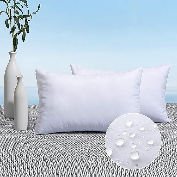 MIULEE Pack of 2 12x18 Outdoor Pillow Inserts, Outdoor Throw Pillows by MIULEE