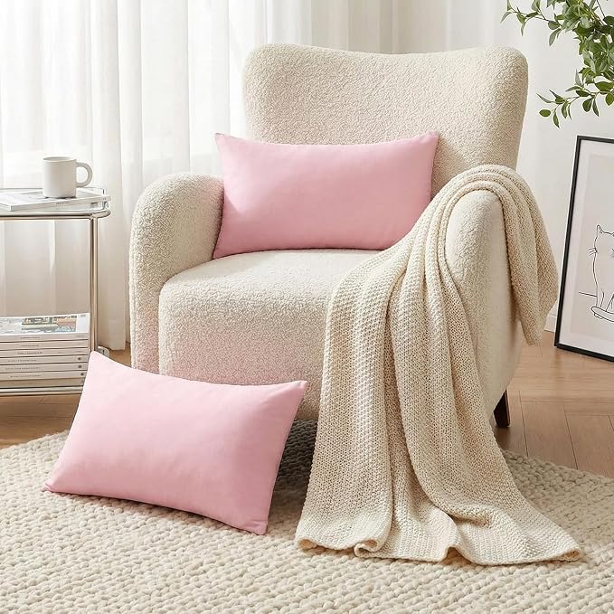 Thmyo 4-Pack 100% Cotton Lumbar Comfortable Solid Decorative Throw Pillow - Image 2