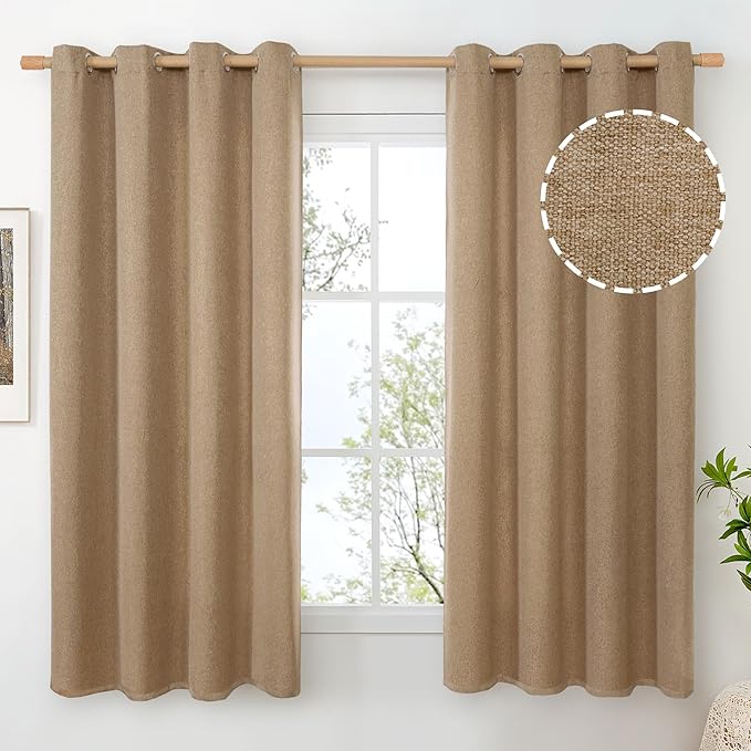 BGment Camel Burlap Linen Curtains by BGment