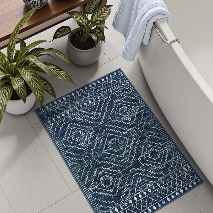 Wonnitar Moroccan Bathroom Rug, Washable 2x3 Small Bath Mat, Boho Tribal Soft - Image 4
