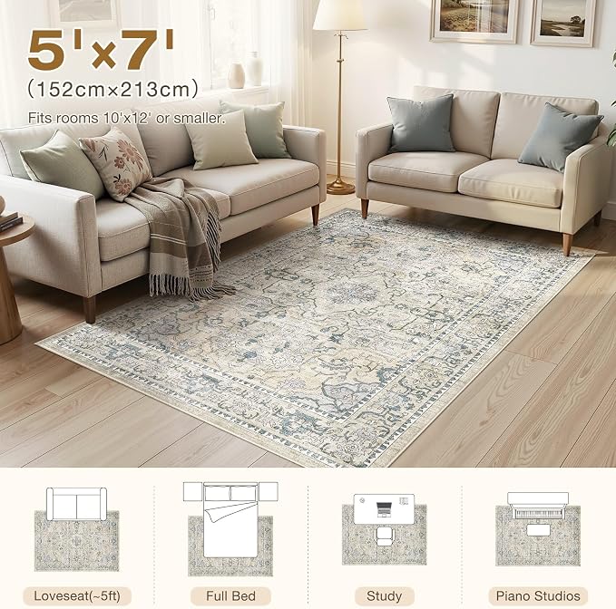 cotiled 5x7 Area Rugs Large Washable Rugs - Image 7