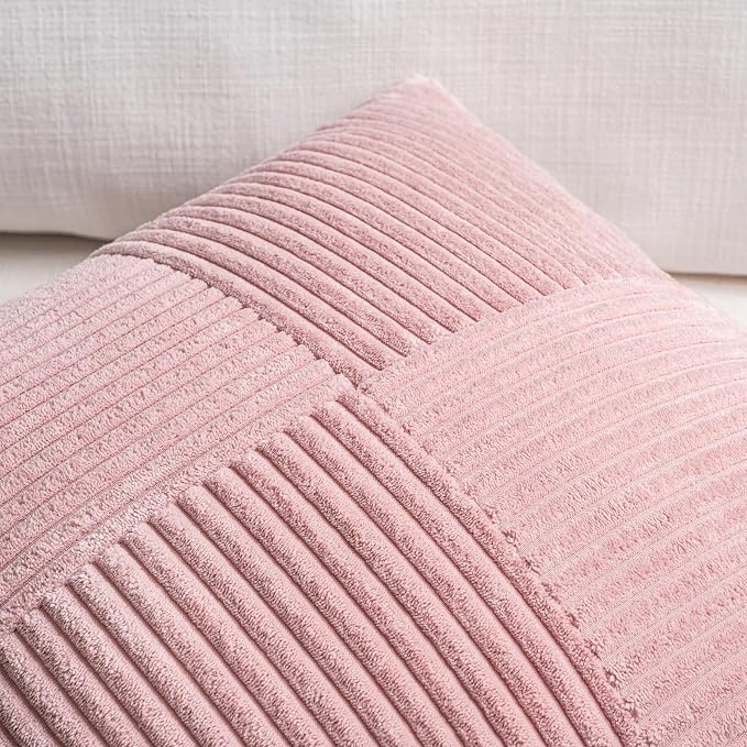 Fancy Homi 2 Packs Blush Pink Lumbar Decorative Throw Pillow Covers 14x22 Inch - Image 3