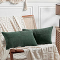 Fancy Homi Set of 2 Dark Green Lumbar Decorative Throw Pillow Covers 16x28 Inch by Fancy+Homi