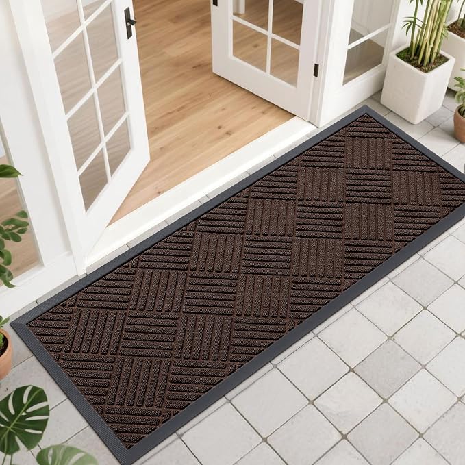 OLANLY Front Door Mat Outside Entrance 47x17, Heavy Duty Sturdy Natural Rubber by OLANLY