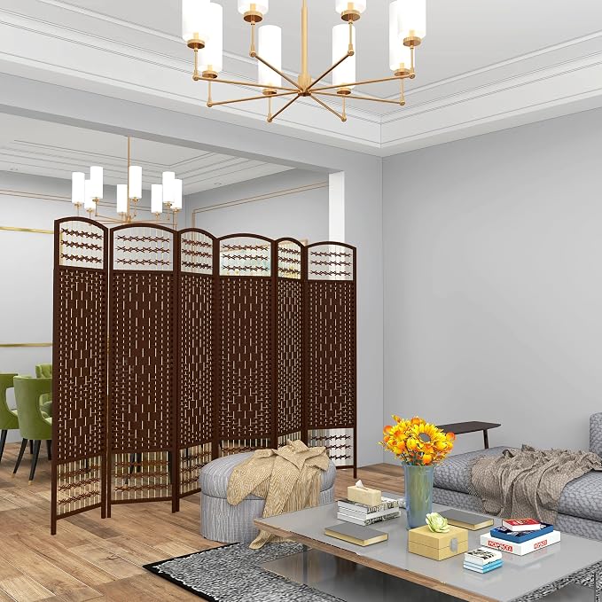 HOMCOM 6 Panel Room Divider, Folding Privacy Screen, 5.6' Room Separator - Image 2