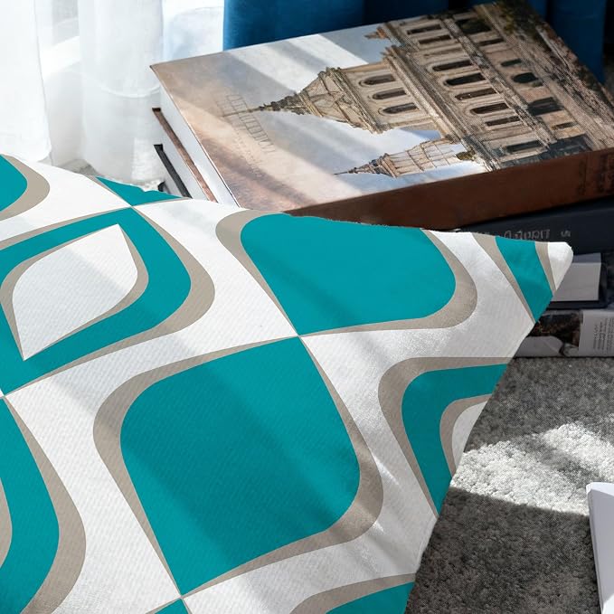 Hexagram Teal Geometric Pillow Covers 18x18 Set of 4, Decorative Outdoor Modern - Image 4